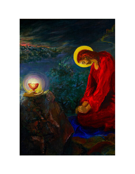 Blut-Christi-Weg - ohne Rahmen - Gebet im &Ouml;lgarten