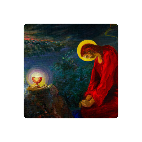 Magnet 7x7 cm Jesus im &Ouml;lgarten